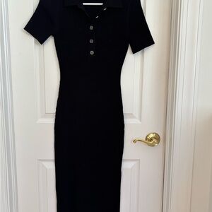 Michael Kors Black Ribbed Sheath Dress